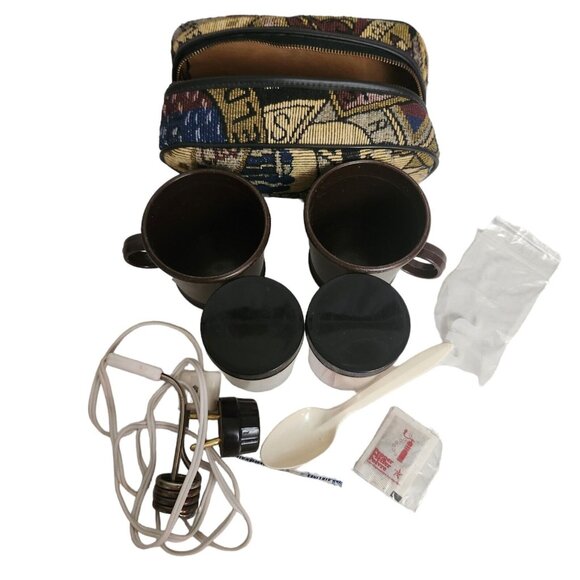 Vintage Hot Rod Immersion Heater w/CUPS And Case Travel Airlines Condiments - Picture 1 of 10